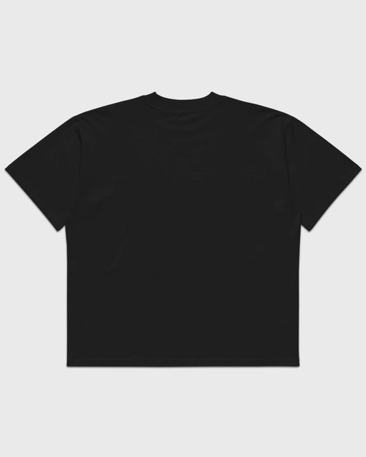Flatlay-Rückansicht des Stanley/Stella Blaster 2.0 Unisex T-Shirts in Schwarz – nachhaltige Bio-Streetwear von Natura Umbra.