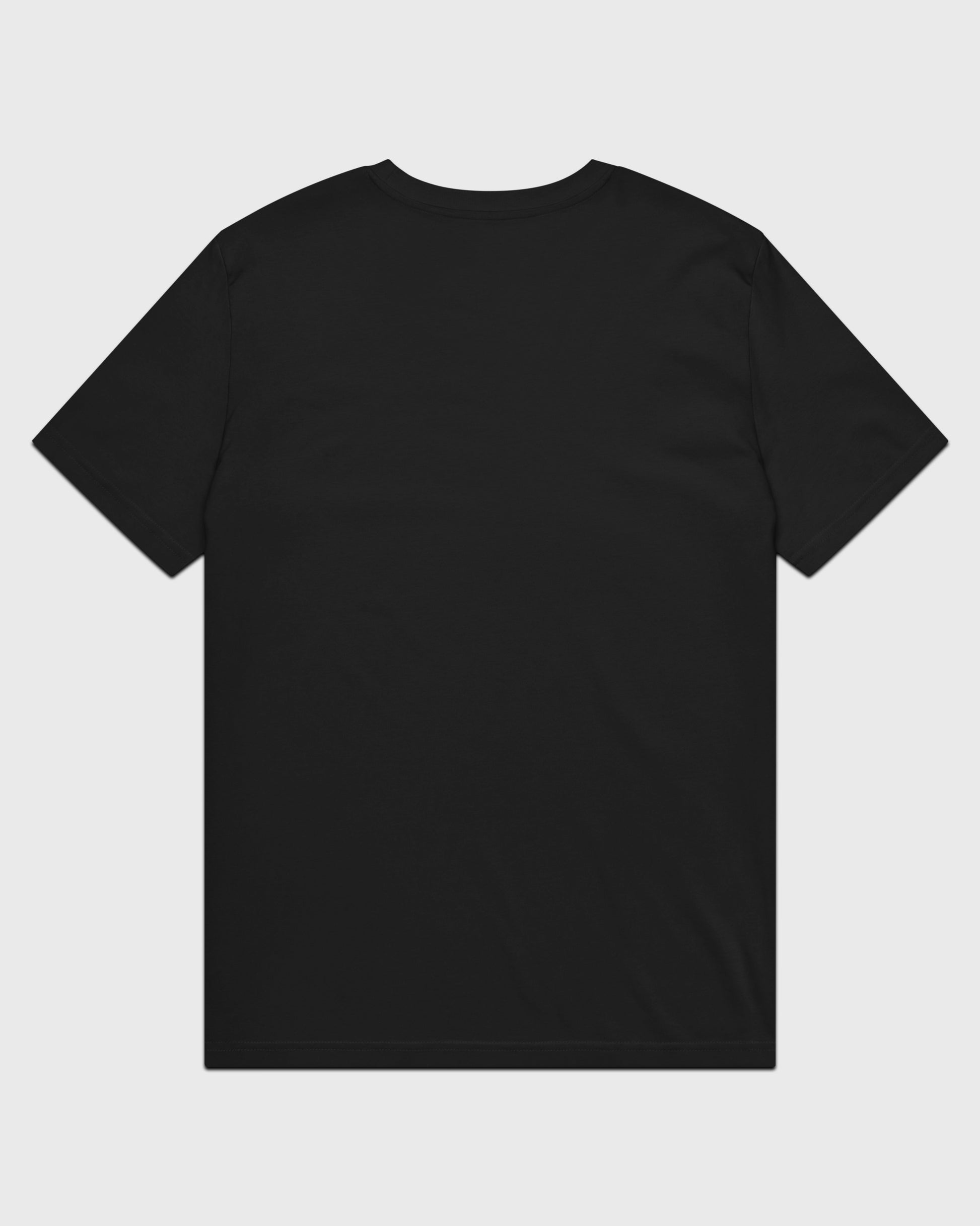 Schwarzes Stanley/Stella Crafter Unisex T-Shirt – Back Flatlay, gefertigt aus GOTS-zertifizierter Bio-Baumwolle, Brand: Natura Umbra.