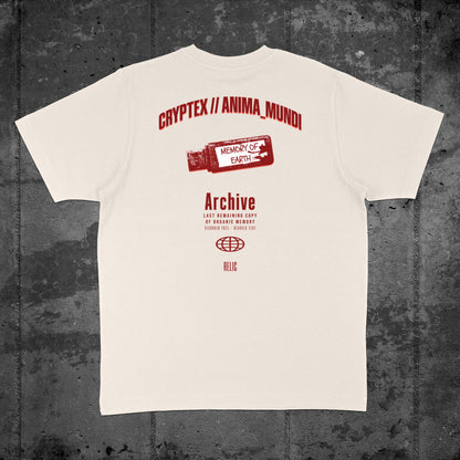 Nachhaltiges Oversized Unisex T-Shirt in Natural Raw mit Backprint „Relic“ – Flatlay des Stanley/Stella Freestyler von Natura Umbra.